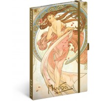 NOTIQUE Notes Alfons Mucha – Tanec, linajkovaný, 13 x 21 cm