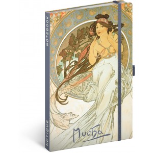 NOTIQUE Notes Alfons Mucha – Hudba, linajkovaný, 13 x 21 cm