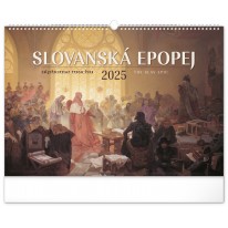 Nástenný kalendár Slovanská epopeja – Alfons Mucha 2025, 48 × 33 cm