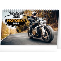 NOTIQUE Stolový kalendár Motorky 2025, 23,1 x 14,5 cm