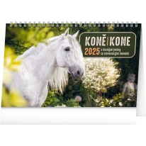 NOTIQUE Stolový kalendár Koně – Kone CZ/SK 2025, 23,1 x 14,5 cm