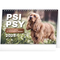 NOTIQUE Stolový kalendár Psi – Psy CZ/SK 2025, 23,1 x 14,5 cm