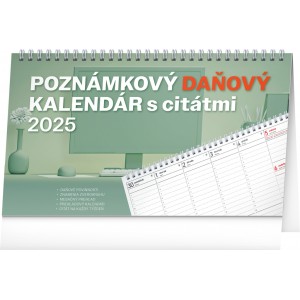 NOTIQUE Stolový kalendár Poznámkový daňový s citátmi 2025, 25 x 14,5 cm