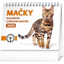 NOTIQUE Stolový kalendár Mačky – s menami mačiek 2025, 16,5 x 13 cm