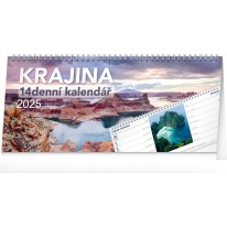 NOTIQUE Stolový kalendár Krajina CZ 2025 – 14-dňový, 33 x 14,5 cm