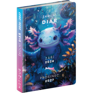 NOTIQUE Školský diár Axolotl CZ (september 2026 – december 2027), 9,8 x 14,5 cm