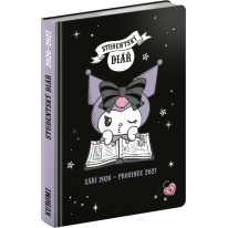 NOTIQUE Študentský diár Kuromi CZ (september 2026 – december 2027), 9,8 x 14,5 cm