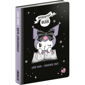 NOTIQUE Študentský diár Kuromi CZ (september 2026 – december 2027), 9,8 x 14,5 cm
