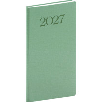 NOTIQUE Vreckový diár Biella 2027, zelený, 9 x 15,5 cm