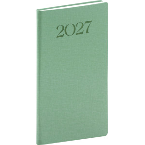 NOTIQUE Vreckový diár Biella 2027, zelený, 9 x 15,5 cm