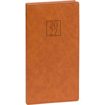 NOTIQUE Vreckový diár Prestigio 2027, hnedý, 9 x 15,5 cm