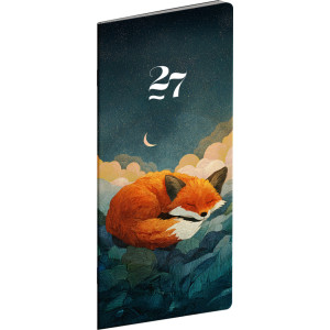 NOTIQUE Vreckový diár Spiaca líška CZ 2027, plánovací mesačný, 8 x 18 cm