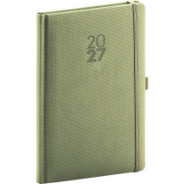 NOTIQUE Týždenný diár Diamante 2027, olivový, 15 x 21 cm