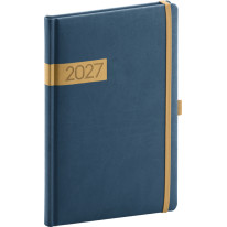 NOTIQUE Týždenný diár Twill 2027, modro-zlatý, 15 x 21 cm