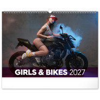 Nástenný kalendár Girls & Bikes 2027, 48 x 33 cm