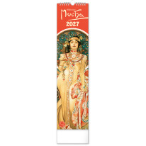 NOTIQUE Nástenný kalendár Alfons Mucha CZ/SK 2027, 12 x 48 cm