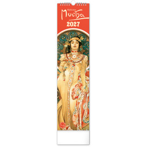 NOTIQUE Nástenný kalendár Alfons Mucha CZ/SK 2027, 12 x 48 cm