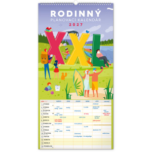 NOTIQUE Nástenný kalendár Rodinný plánovací XXL 2027, 33 x 64 cm