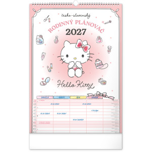 NOTIQUE Nástenný kalendár Rodinný plánovací Hello Kitty XL CZ/SK 2027, 33 x 46 cm