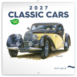 NOTIQUE Poznámkový kalendár Classic Cars – Václav Zapadlík 2027, PLASTIC FREE, 30 x 30 cm