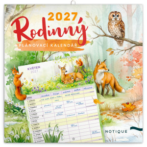NOTIQUE Rodinný plánovací kalendár Zvieratká CZ 2027, 30 x 30 cm