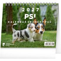 NOTIQUE Stolový kalendár Psy – s menami psov CZ 2027, 16,5 x 13 cm, 16,5 x 13 cm