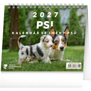 NOTIQUE Stolový kalendár Psy – s menami psov CZ 2027, 16,5 x 13 cm, 16,5 x 13 cm