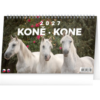 NOTIQUE Stolový kalendár Koně – Kone CZ/SK 2027, 23,1 x 14,5 cm