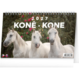 NOTIQUE Stolový kalendár Koně – Kone CZ/SK 2027, 23,1 x 14,5 cm