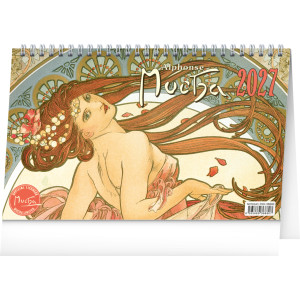 NOTIQUE Stolový kalendár Alfons Mucha CZ 2027, 23,1 x 14,5 cm