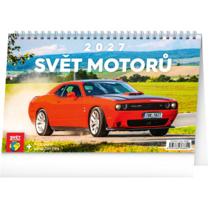 NOTIQUE Stolový kalendár Svet motorov CZ 2027, 23,1 x 14,5 cm