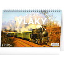 NOTIQUE Stolový kalendár Vlaky CZ 2027, 23,1 x 14,5 cm