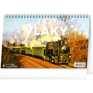 NOTIQUE Stolový kalendár Vlaky CZ 2027, 23,1 x 14,5 cm