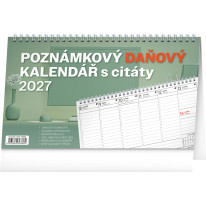 NOTIQUE Stolový kalendár Poznámkový daňový s citátmi CZ 2027, 25 x 14,5 cm