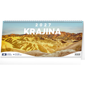 NOTIQUE Stolový kalendár Krajina CZ 2027 – 14-dňový, 33 x 14,5 cm