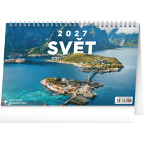 NOTIQUE Stolový kalendár Svet CZ 2027, 23,1 x 14,5 cm
