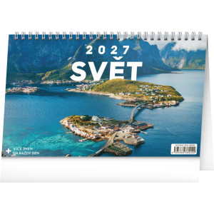 NOTIQUE Stolový kalendár Svet CZ 2027, 23,1 x 14,5 cm