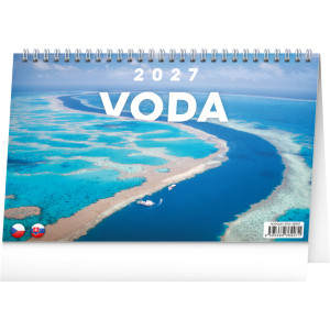 NOTIQUE Stolový kalendár Voda CZ/SK 2027, 23,1 x 14,5 cm