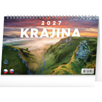 NOTIQUE Stolový kalendár Krajina CZ/SK 2027, 23,1 x 14,5 cm
