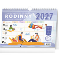 NOTIQUE Týždenný rodinný plánovací kalendár s háčikom CZ/SK 2027, 30 x 21 cm