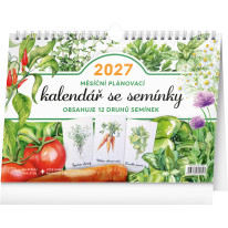 NOTIQUE Mesačný plánovací kalendár so semienkami CZ 2027, 30 x 21 cm