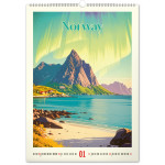NOTIQUE Nástenný kalendár Vintage plagáty – ďaleké kraje 2027, 33 x 46 cm
