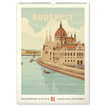 NOTIQUE Nástenný kalendár Vintage plagáty – svetové mestá 2027, 33 x 46 cm