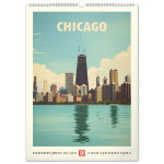 NOTIQUE Nástenný kalendár Vintage plagáty – svetové mestá 2027, 33 x 46 cm