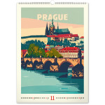 NOTIQUE Nástenný kalendár Vintage plagáty – svetové mestá 2027, 33 x 46 cm