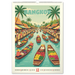 NOTIQUE Nástenný kalendár Vintage plagáty – svetové mestá 2027, 33 x 46 cm