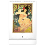 NOTIQUE Nástenný kalendár Alfons Mucha 2027, 33 x 46 cm