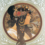 NOTIQUE Poznámkový kalendár Alfons Mucha EN/CZ 2027, 20 x 20 cm
