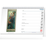 NOTIQUE Stolový kalendár Alfons Mucha CZ 2027, 23,1 x 14,5 cm