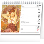 NOTIQUE Stolový kalendár Alfons Mucha CZ 2027, 16,5 x 13 cm